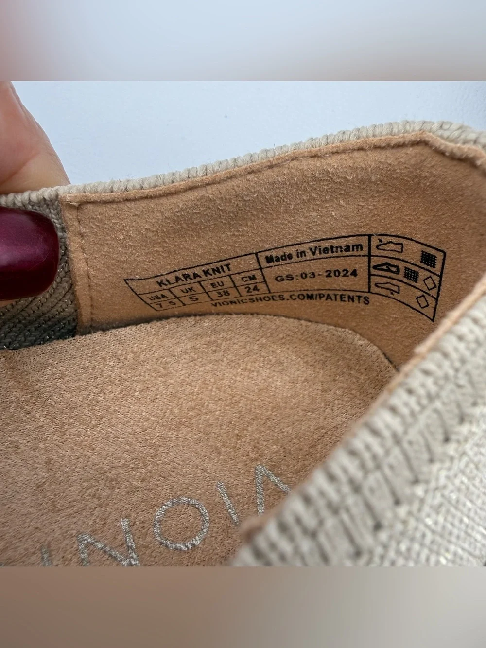 Vionic Klara Knit Ballet Flat Neutral Comfortable Ortho Gold Bow Shimmer 7.5 Y2K